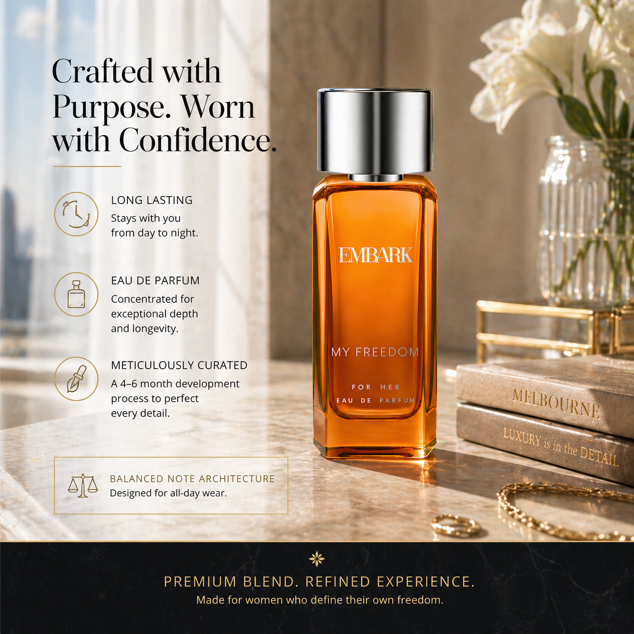 Embark Perfumes My Freedom For Her - Eau De Parfum (EDP) FLORAL - FRUITY - MUSKY, 100 ml