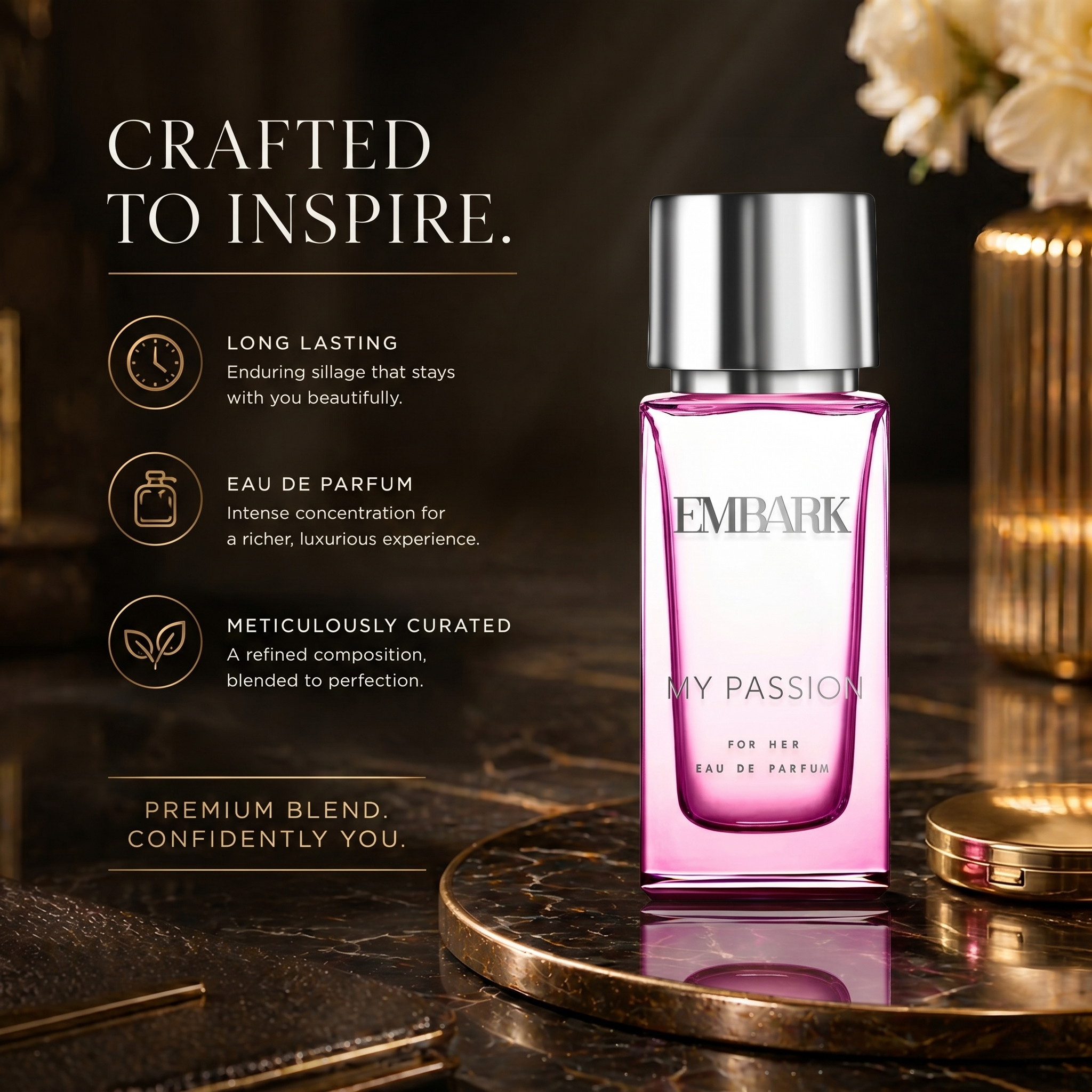 Embark Perfumes My Passion For Her - Eau De Parfum (EDP) FLORAL - WOODY - MUSKY, 30 ml