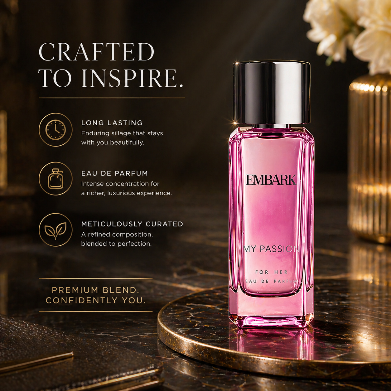 Embark Perfumes My Passion For Her - Eau De Parfum (EDP) FLORAL - WOODY - MUSKY, 100 ml