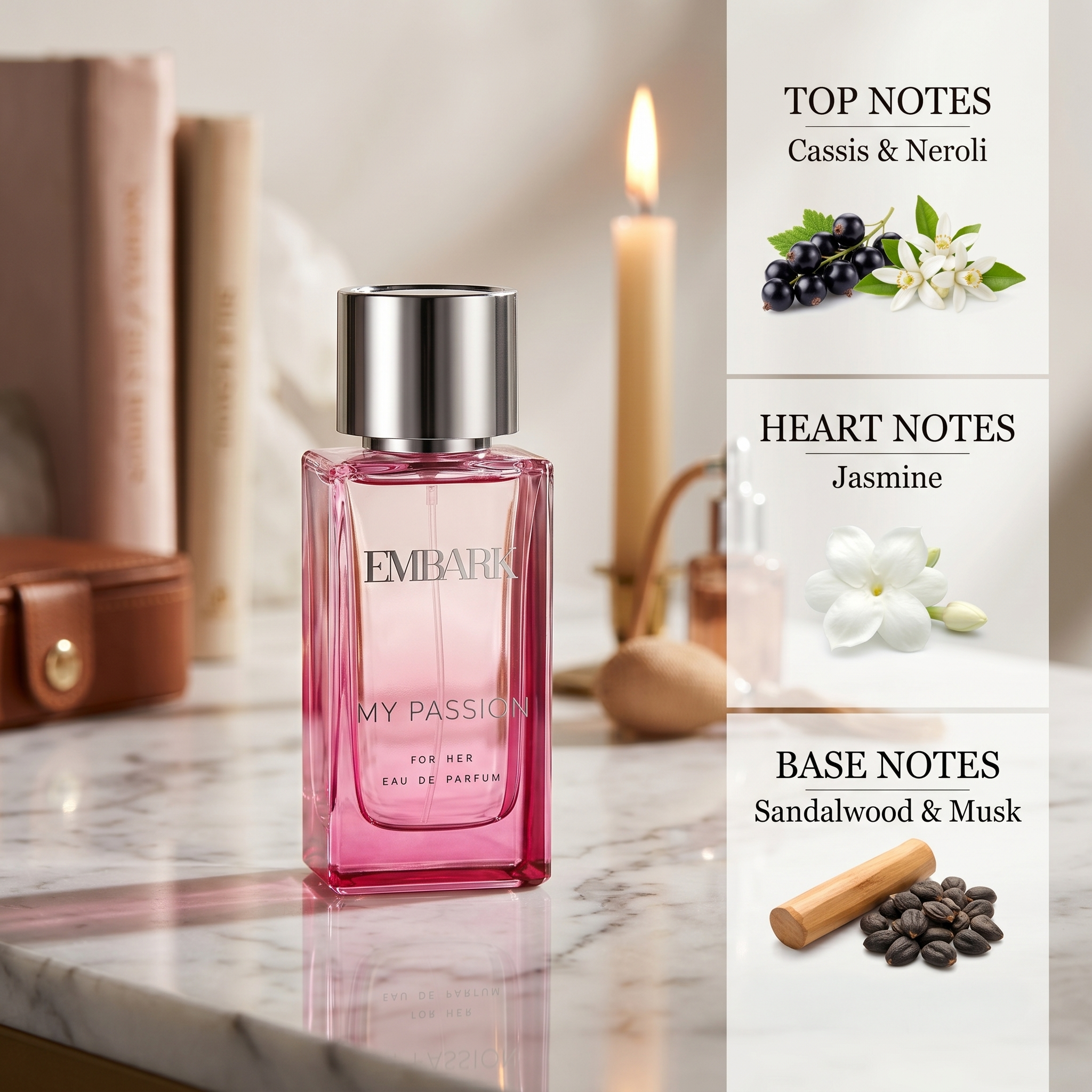 Embark Perfumes My Passion For Her - Eau De Parfum (EDP) FLORAL - WOODY - MUSKY, 100 ml