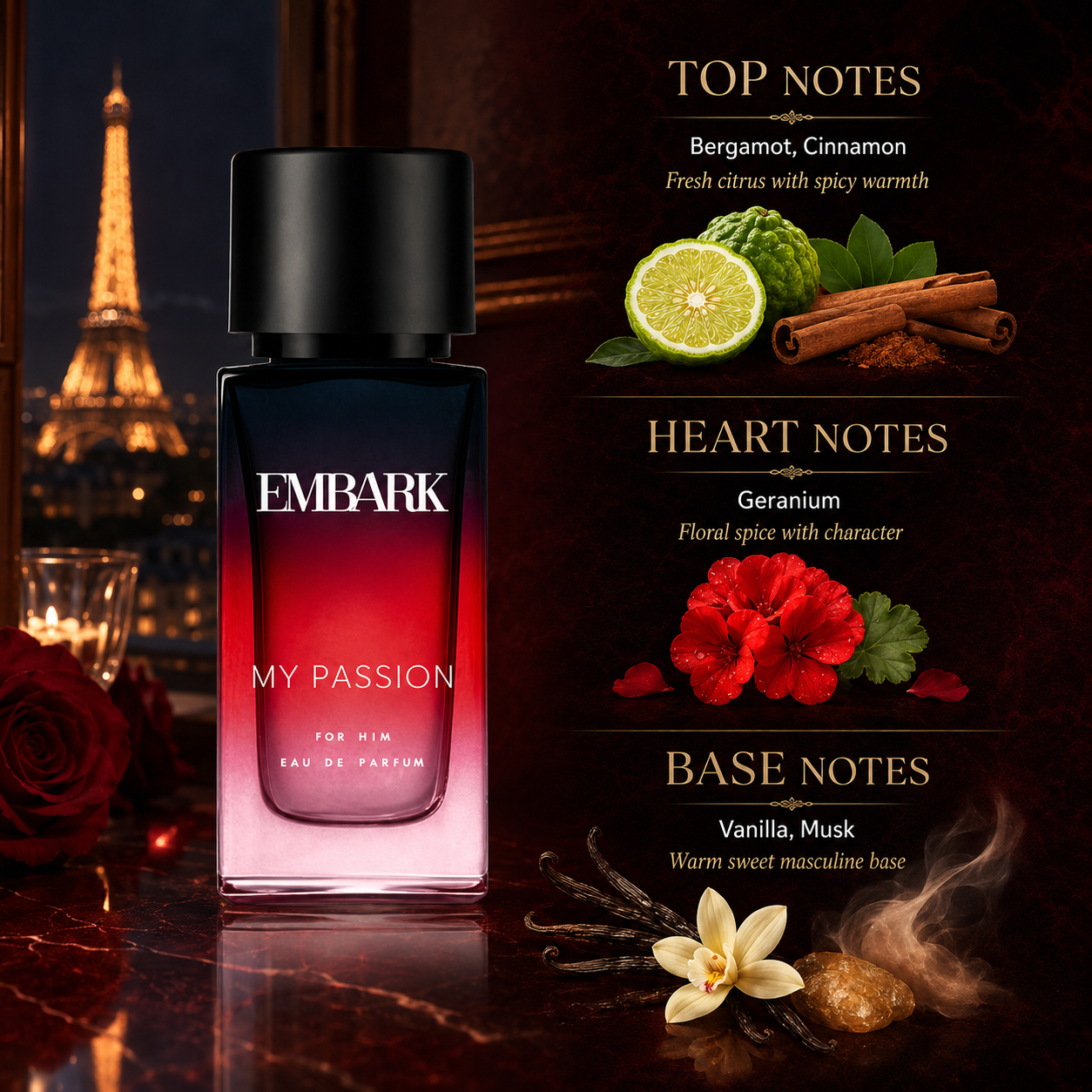 Embark Perfumes My Passion For Him - Eau De Parfum (EDP) FOUGERE - CITRUS - WOODY, 100 ml