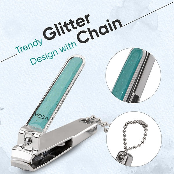 Vega Nail Clipper Box (Medium) Glitter & Chain - LNCB-01