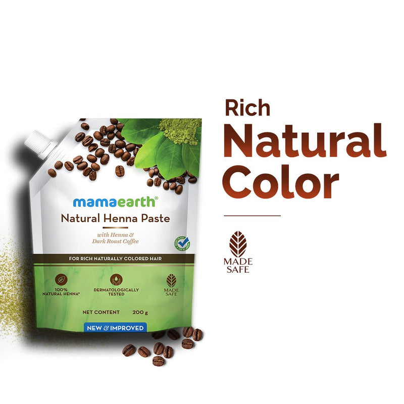 Mamaearth Natural Henna Paste with Henna & Dark Roasted Coffee for Rich Naturally Colored Hair, 200g - Buy from Indicrest