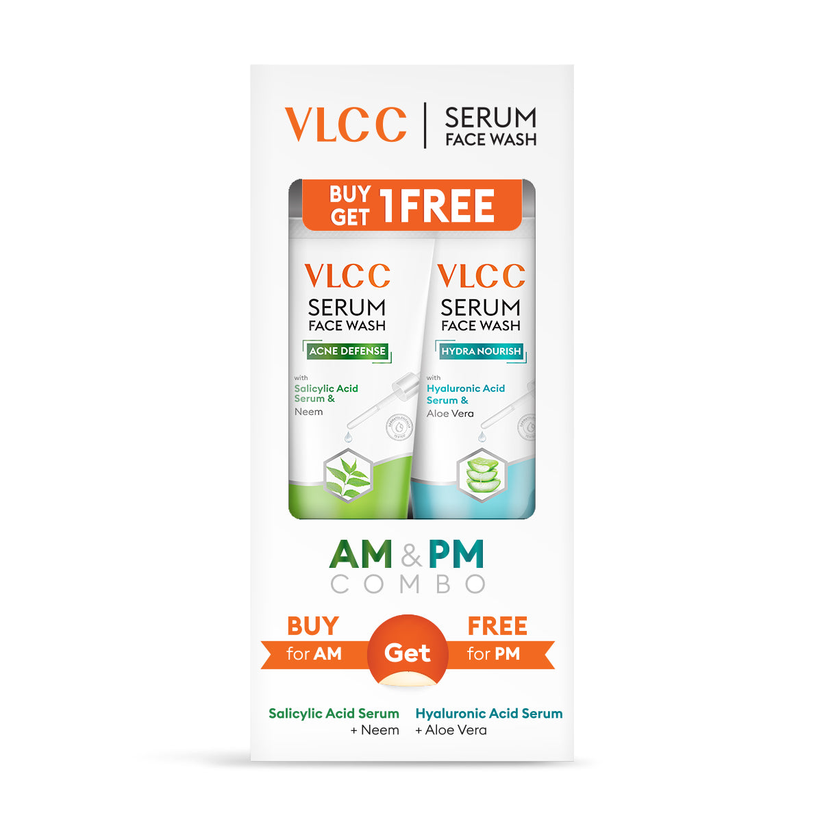 VLCC Salicylic Acid and Neem Serum Face Wash  for AM and Aloe Vera Serum Face Wash for PM - Image 3 - Buy from Indicrest