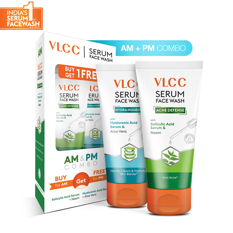 VLCC Salicylic Acid and Neem Serum Face Wash  for AM and Aloe Vera Serum Face Wash for PM - Buy from Indicrest