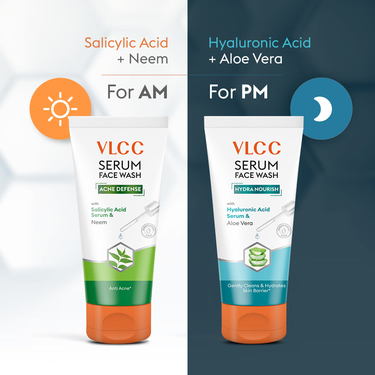 VLCC Salicylic Acid and Neem Serum Face Wash  for AM and Aloe Vera Serum Face Wash for PM - Image 4 - Buy from Indicrest