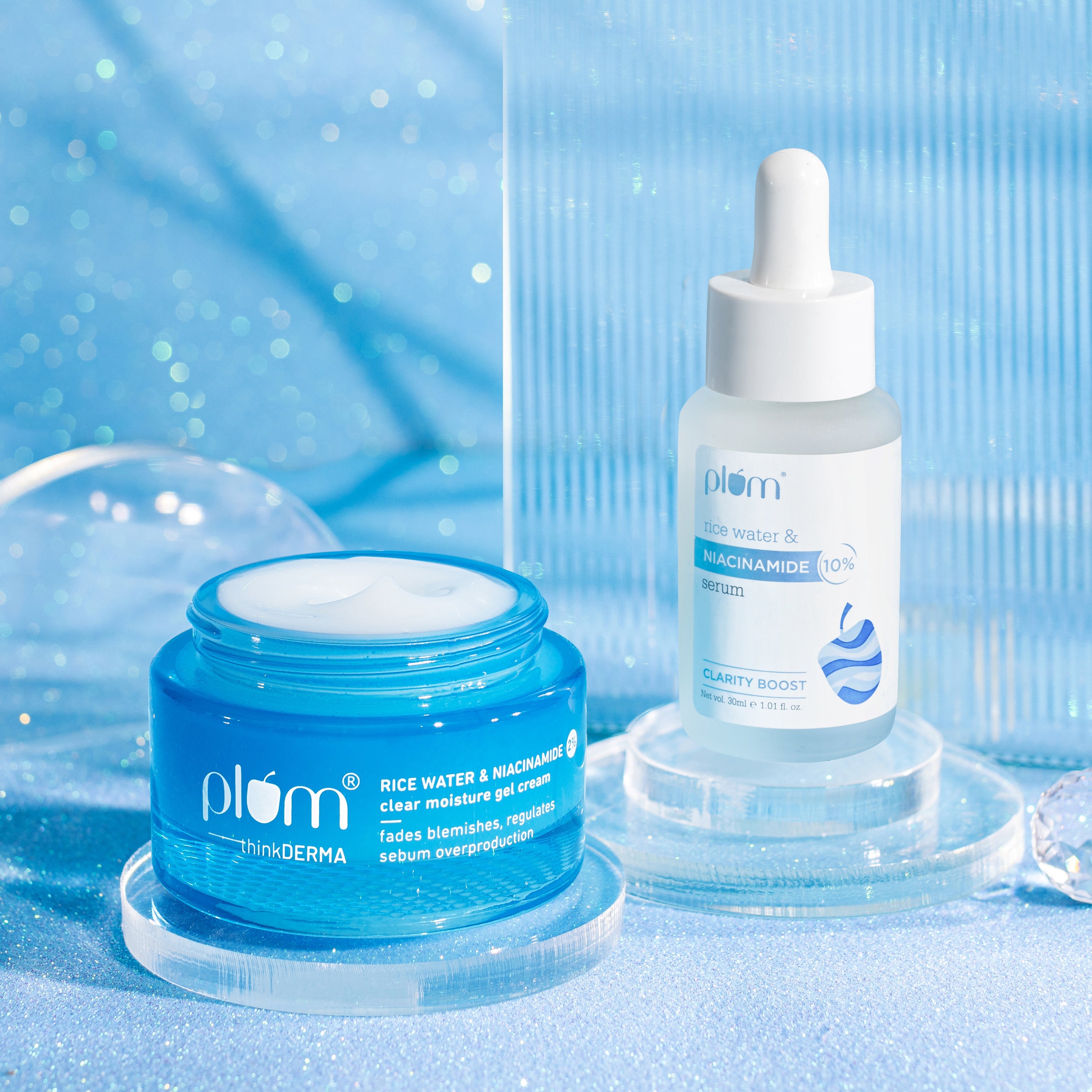 Clear & Bright Duo | Plum Rice Water & 2% Niacinamide Gel Cream & 10% Niacinamide Face Serum with Rice Water