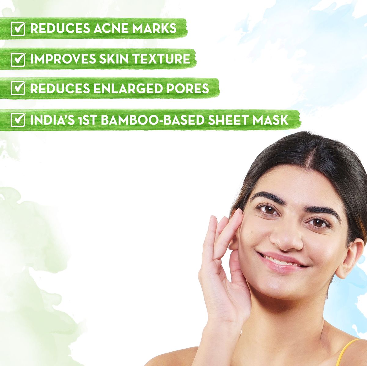 Mamaearth Niacinamide Bamboo Sheet Mask with Niacinamide and Ginger Extract for Clear and Glowing Skin, 25g - Image 2 - Buy from Indicrest
