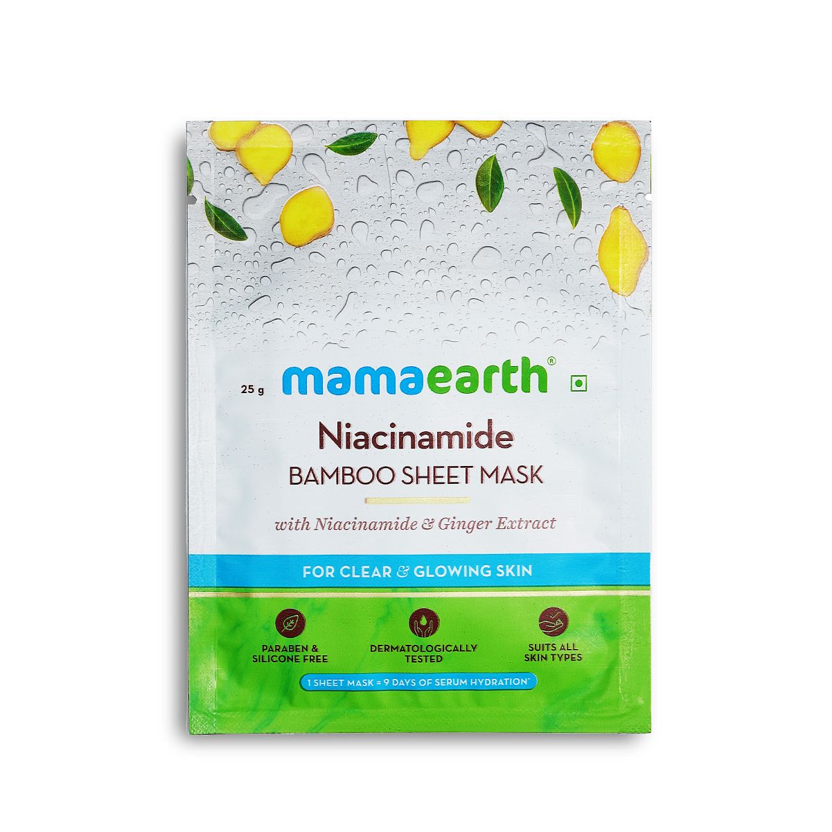 Mamaearth Niacinamide Bamboo Sheet Mask with Niacinamide and Ginger Extract for Clear and Glowing Skin, 25g - Image 3 - Buy from Indicrest