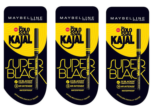 Maybelline New York Colossal Kajal Super Black Combo, Pack of 3 Buy at Indicrest
