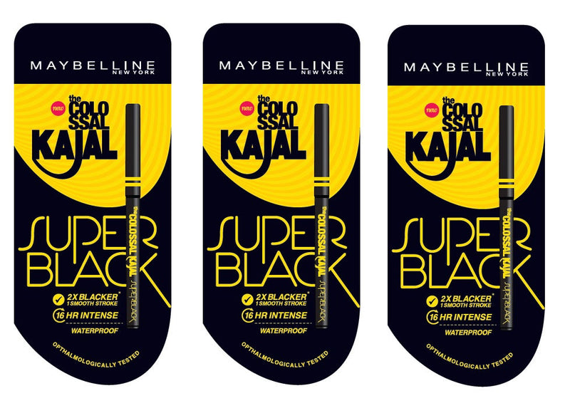 Maybelline New York Colossal Kajal Super Black Combo, Pack of 3 Buy at Indicrest