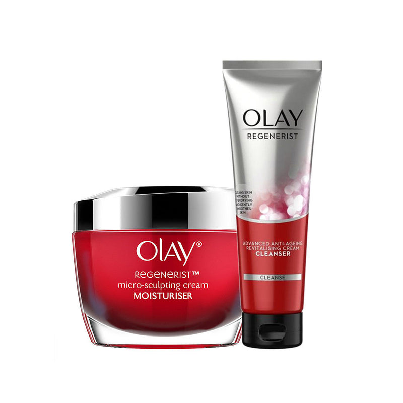 Olay Regenerist Microsculpting Moisturizer, 50ml + Cleanser, 100ml Combo for Plumper Skin Buy at Indicrest