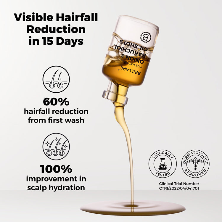 Brillare Onion & Bakuchiol Oil Shots For Hair Fall Reduction, 6ml X 8 - Image 2 - Buy from Indicrest