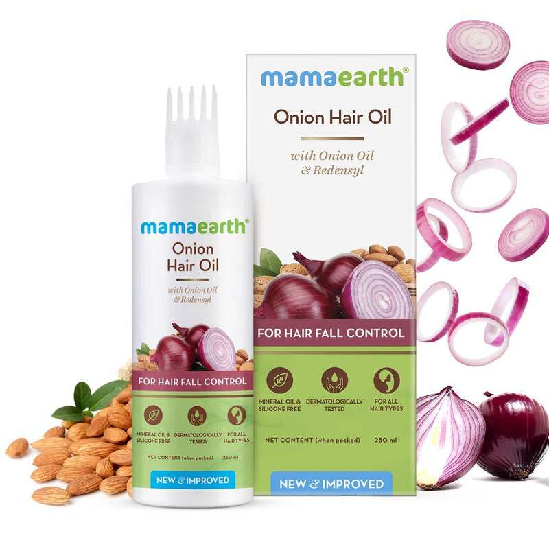 Mamaearth Onion Hair Oil with Onion Oil & Redensyl for Hair Fall Control, 250ml - Buy from Indicrest