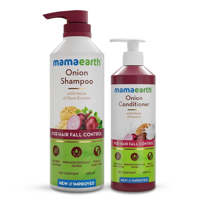 Mamaearth Onion Hair Fall Control Combo, 650ml + 400ml - Buy from Indicrest