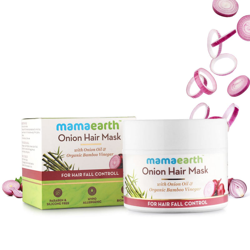 Mamaearth Onion Hair Mask, For Hair Fall Control, With Onion Oil and Organic Bamboo Vinegar, 200ml - Buy from Indicrest