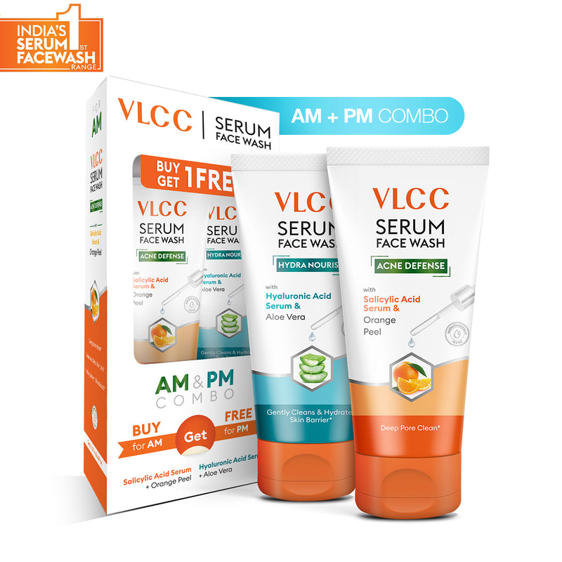 VLCC Salicylic Acid and Orange Peel Serum Face Wash for AM and Aloe Vera Serum Face Wash for PM - Buy from Indicrest