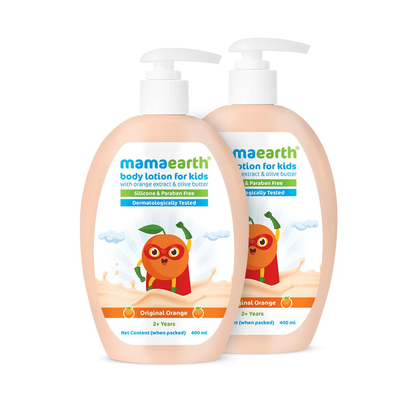 Mamaearth Original Orange Body Lotion For Kids With Orange & Shea Butter, Pack of 2 X 400ml - Buy from Indicrest