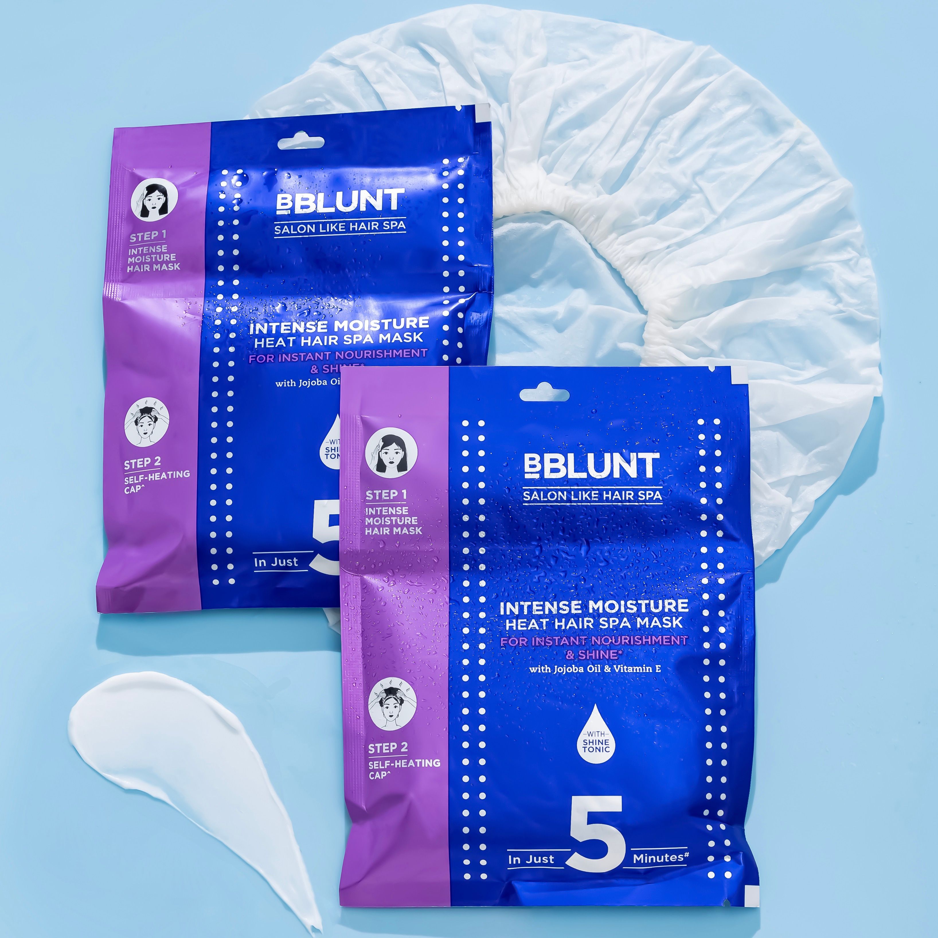 Bblunt Intense Moisture Heat Hair Spa Mask with Jojoba Oil & Vitamin E for SalonLike Hair Spa at Home, 70g, Pack of 2 - Buy from Indicrest