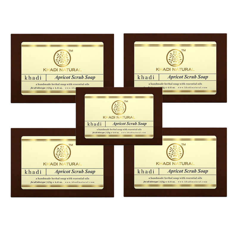 Khadi Natural Apricot Scrub Soap Combo Pack Of 5 – 125gm Each - Buy from Indicrest