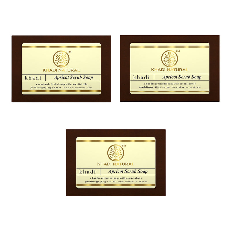 Khadi Natural Apricot Scrub Soap Combo Pack Of 3 – 125gm Each - Buy from Indicrest