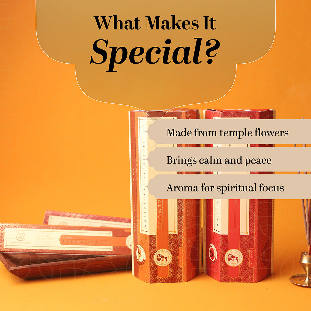 Khadi Natural Incense Sticks Rose & Sandalwood Combo Pack of 6 - Image 4 - Buy from Indicrest
