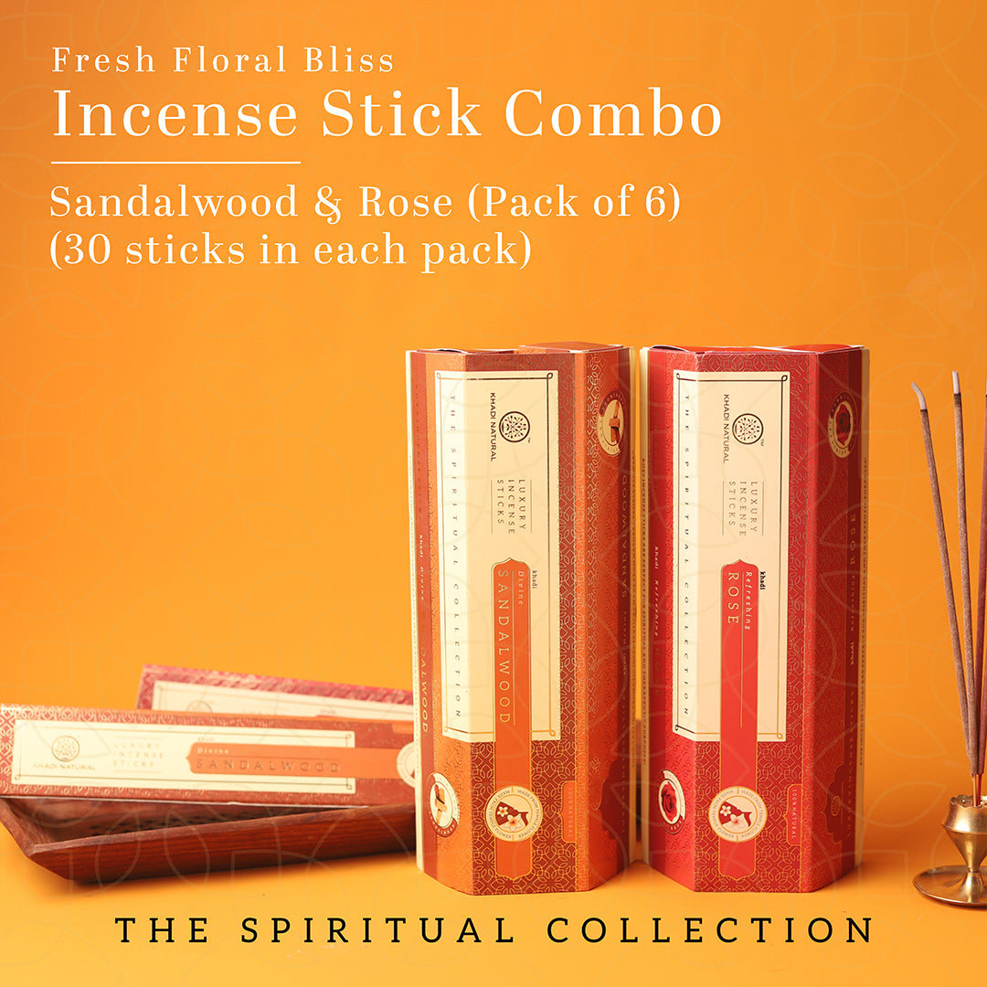 Khadi Natural Incense Sticks Rose & Sandalwood Combo Pack of 6 - Image 6 - Buy from Indicrest