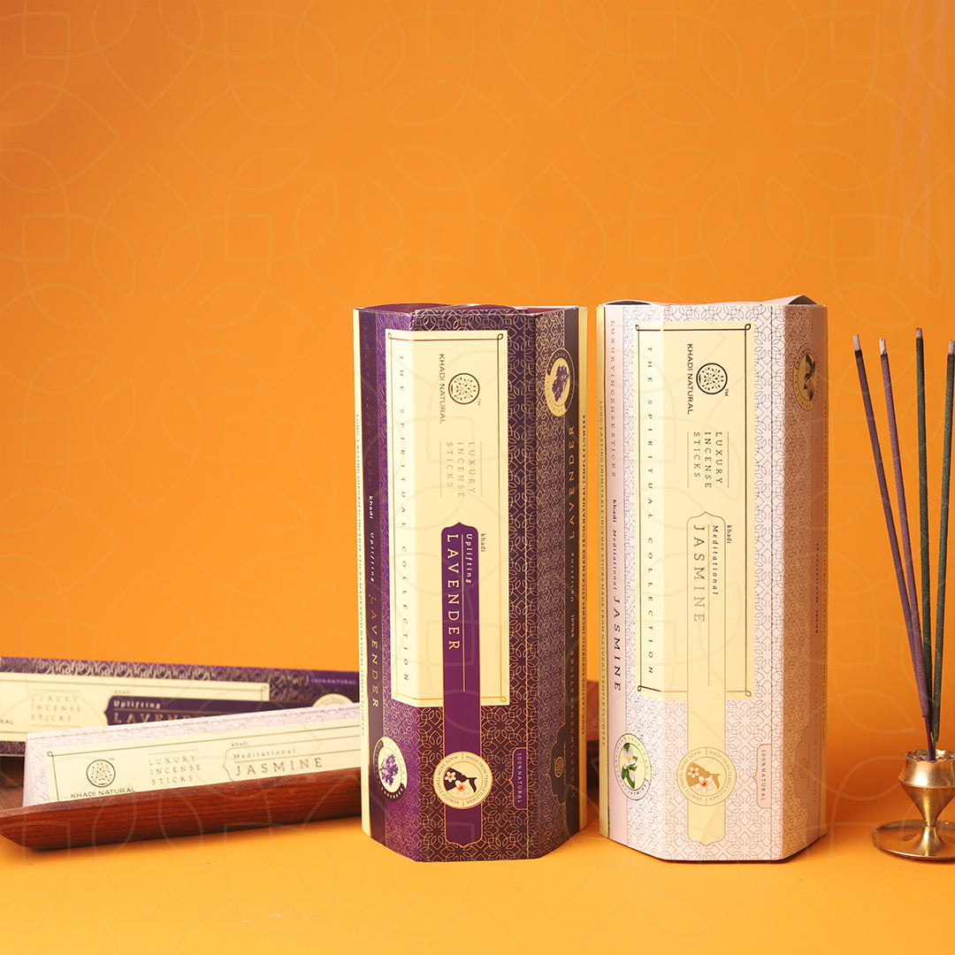 Khadi Natural Incense Sticks Lavender and Jasmine Combo (Pack of 6) - Buy from Indicrest