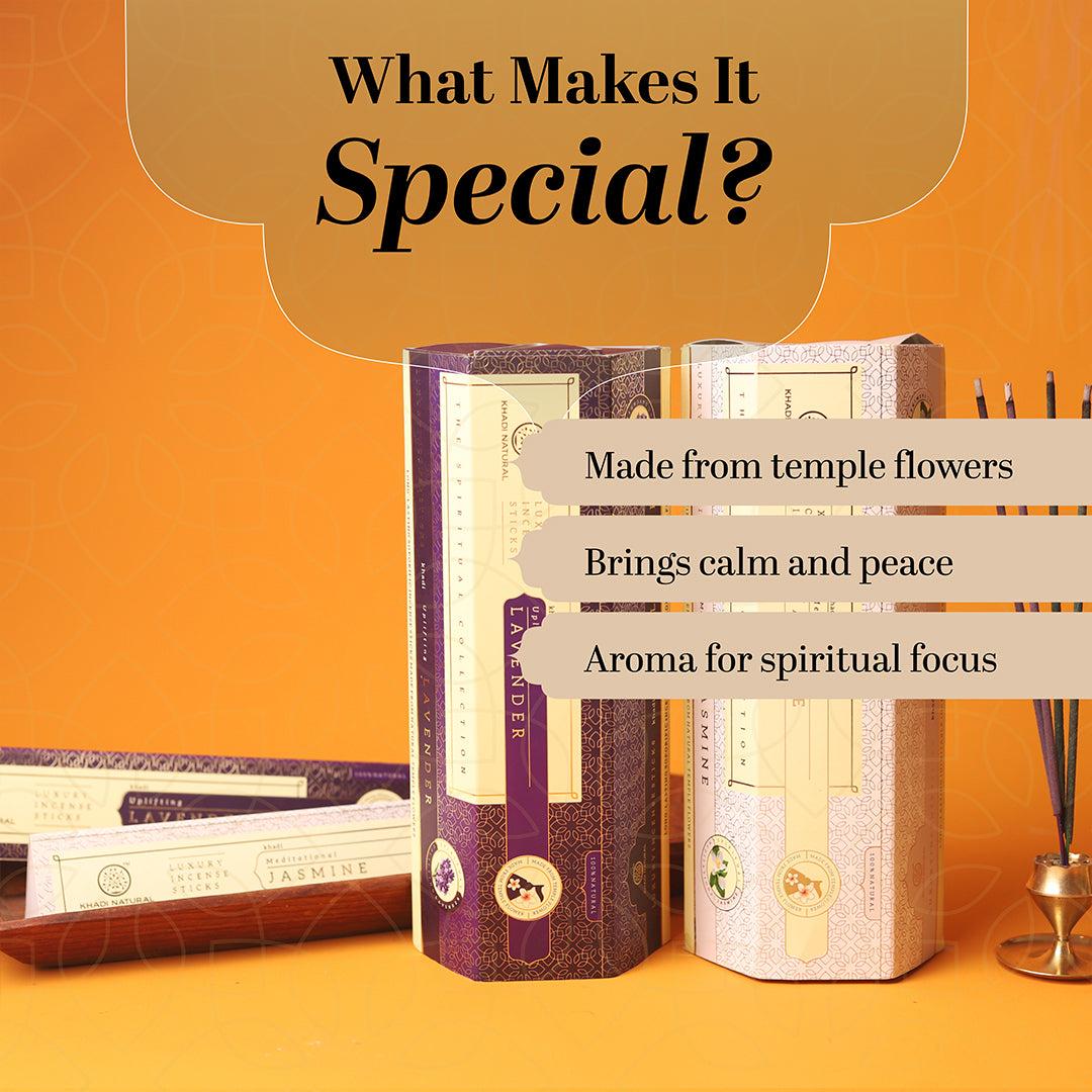 Khadi Natural Incense Sticks Lavender and Jasmine Combo (Pack of 6) - Image 3 - Buy from Indicrest