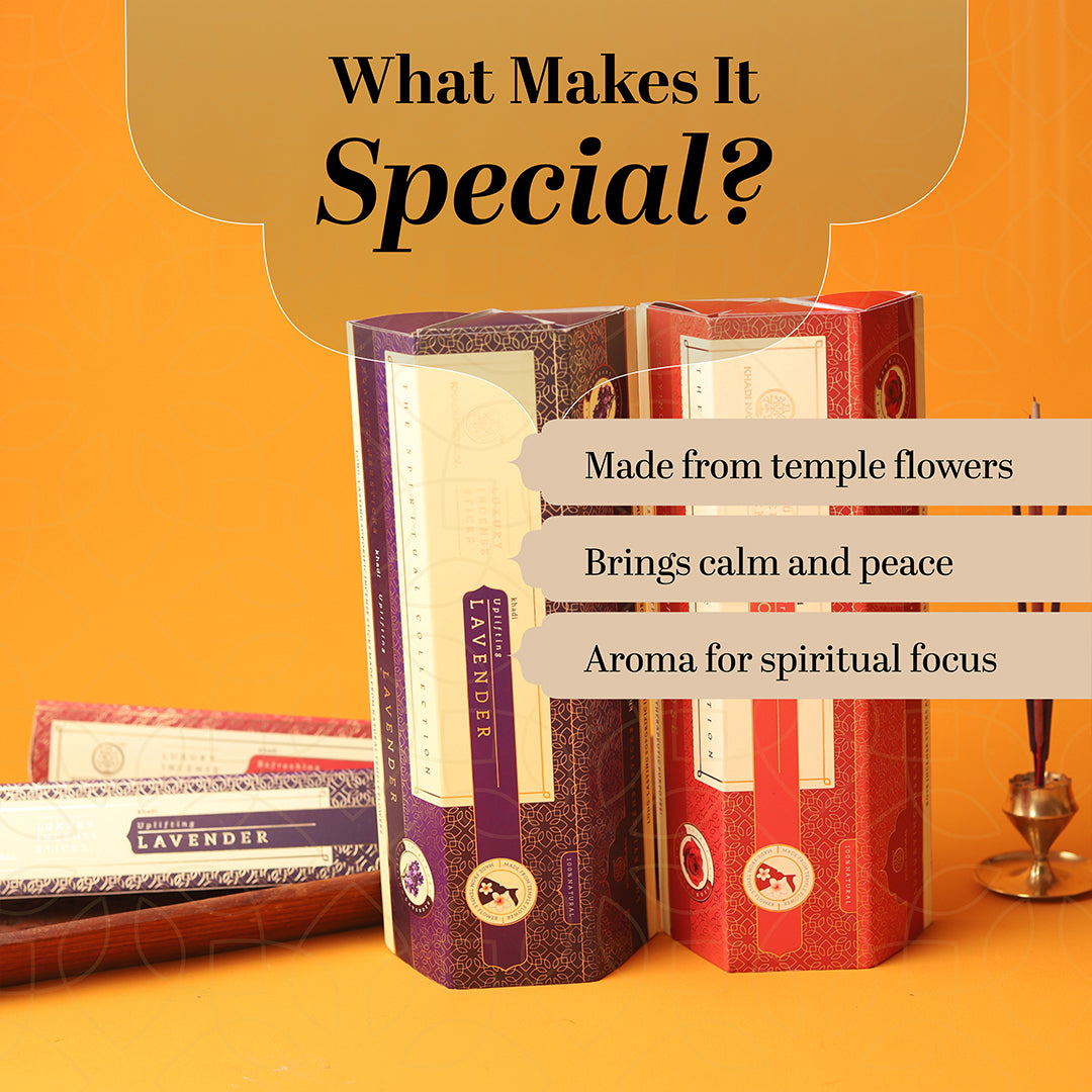 Khadi Natural Incense Sticks Rose & Lavender Combo (Pack of 6) - Image 5 - Buy from Indicrest