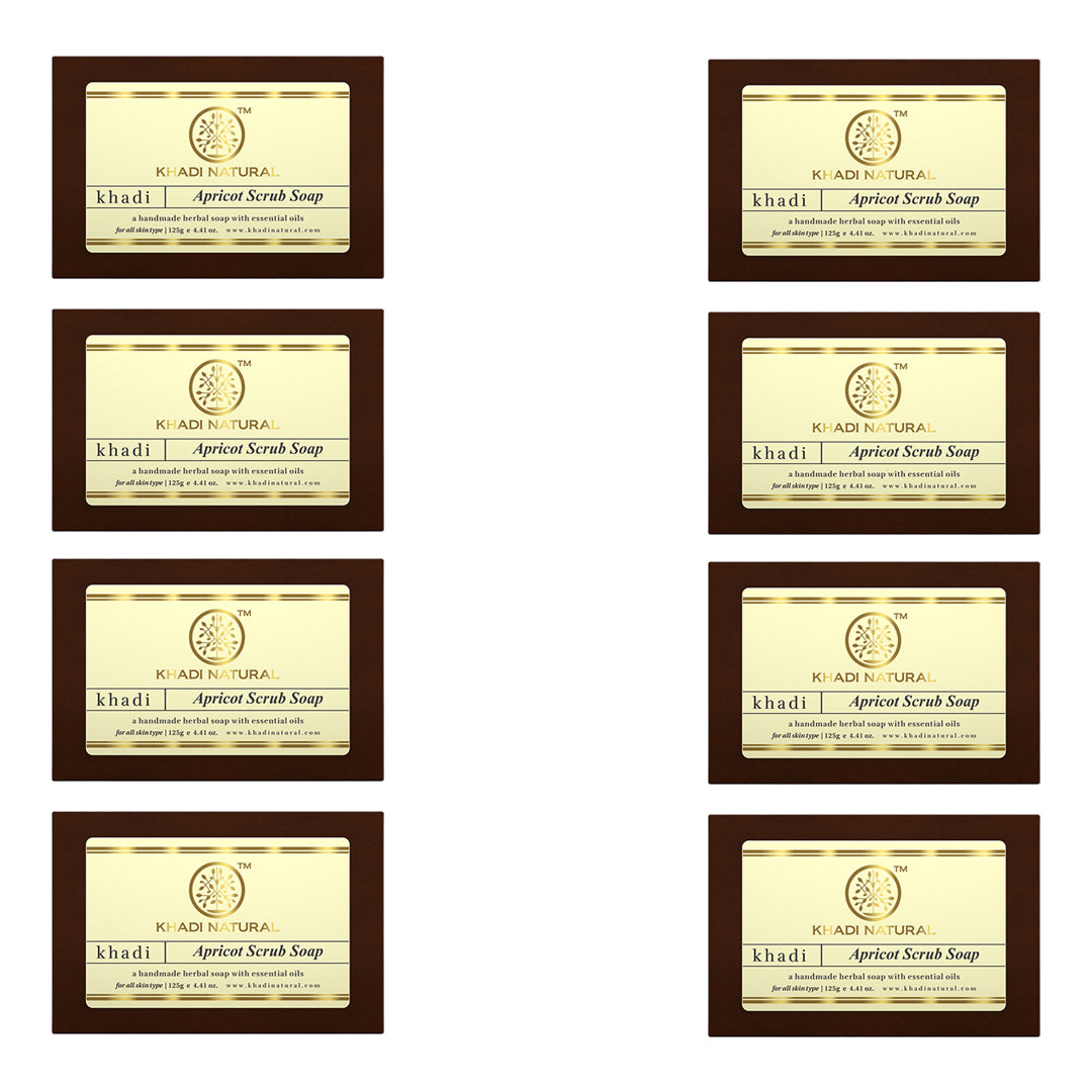 Khadi Natural Apricot Scrub Soap Combo Pack Of 8 – 125gm Each - Buy from Indicrest