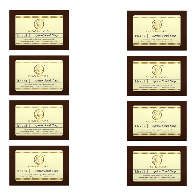 Khadi Natural Apricot Scrub Soap Combo Pack Of 8 – 125gm Each - Buy from Indicrest