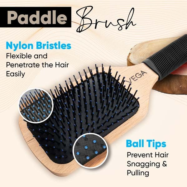 Vega Paddle Brush (Wooden) - E1-PB