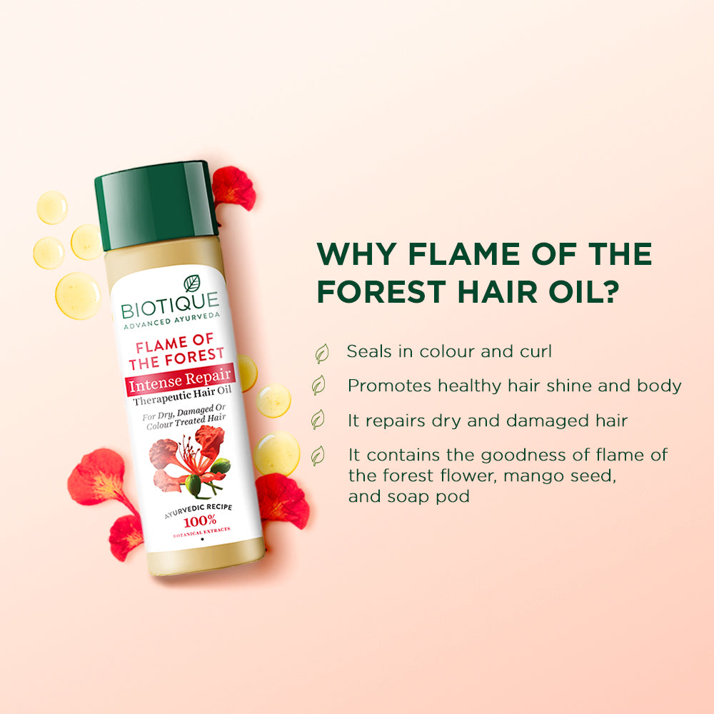 Biotique Flame Of The Forest Intense Repair Therapeutic Hair Oil, 120ml - Image 4 - Buy from Indicrest