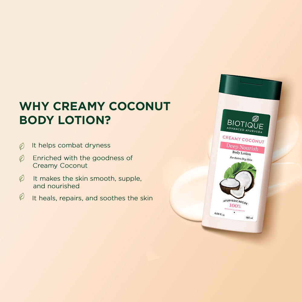 Biotique Creamy Coconut Deep Nourish Body Lotion, 300ml - Image 4 - Buy from Indicrest