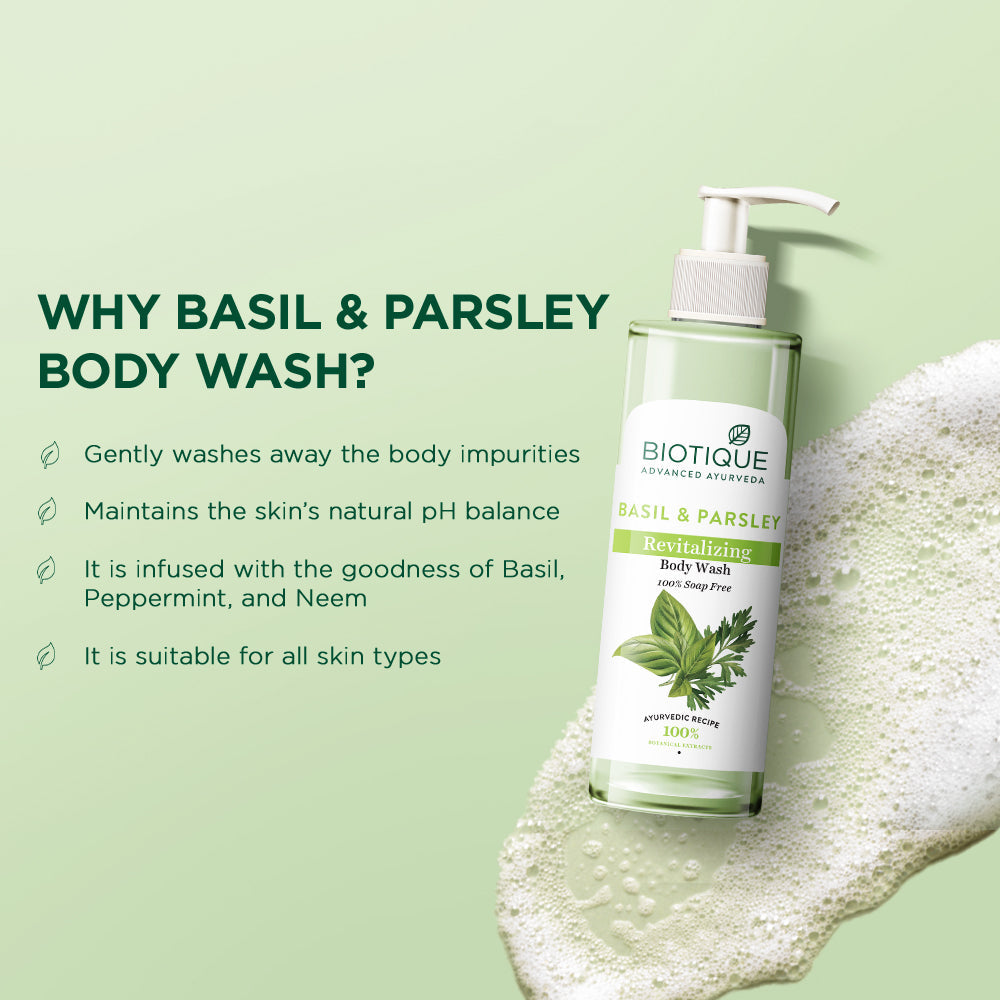 Biotique Basil & Parsley Revitalizing Body Wash, 200ml - Image 4 - Buy from Indicrest