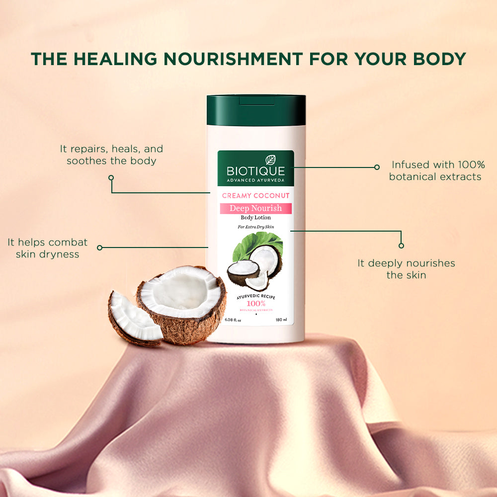 Biotique Creamy Coconut Deep Nourish Body Lotion, 180ml - Image 7 - Buy from Indicrest