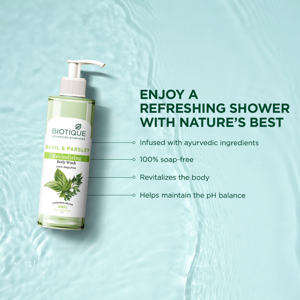 Biotique Basil & Parsley Revitalizing Body Wash, 200ml - Image 6 - Buy from Indicrest