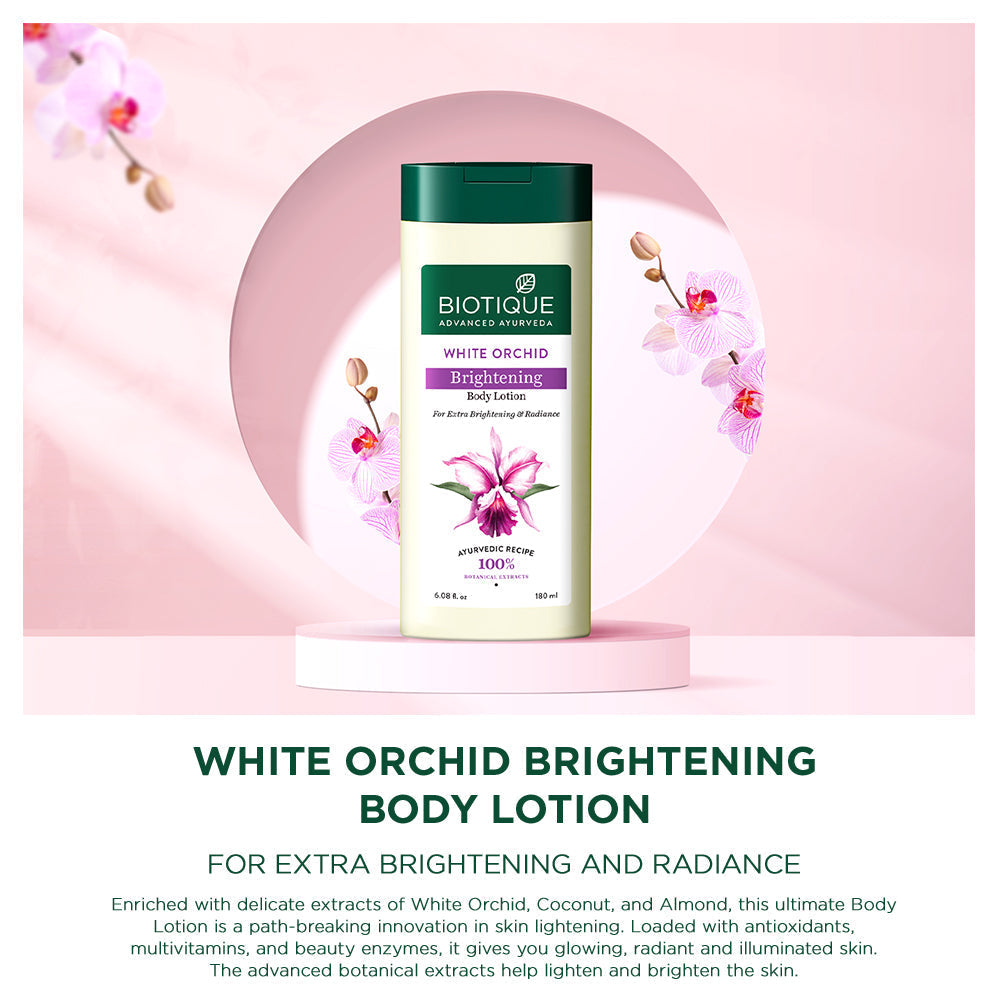 Biotique White Orchid Brightening Body Lotion For Extra Brightening & Radiance, 300ml - Buy from Indicrest