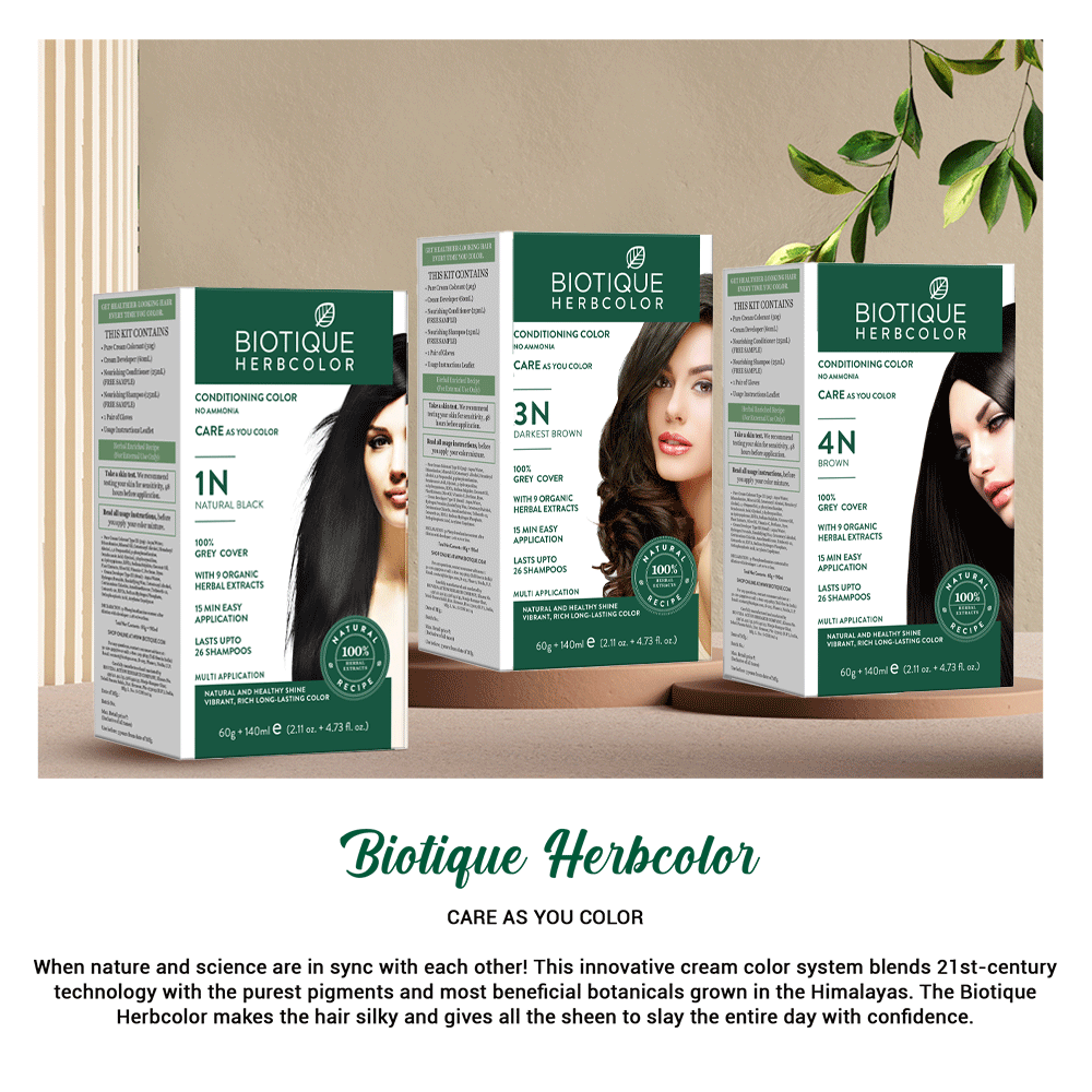 Biotique Herbcolor 1N Natural Black, 60g + 140ml - Image 2 - Buy from Indicrest