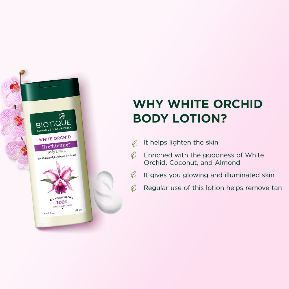Biotique White Orchid Brightening Body Lotion For Extra Brightening & Radiance, 300ml - Image 2 - Buy from Indicrest