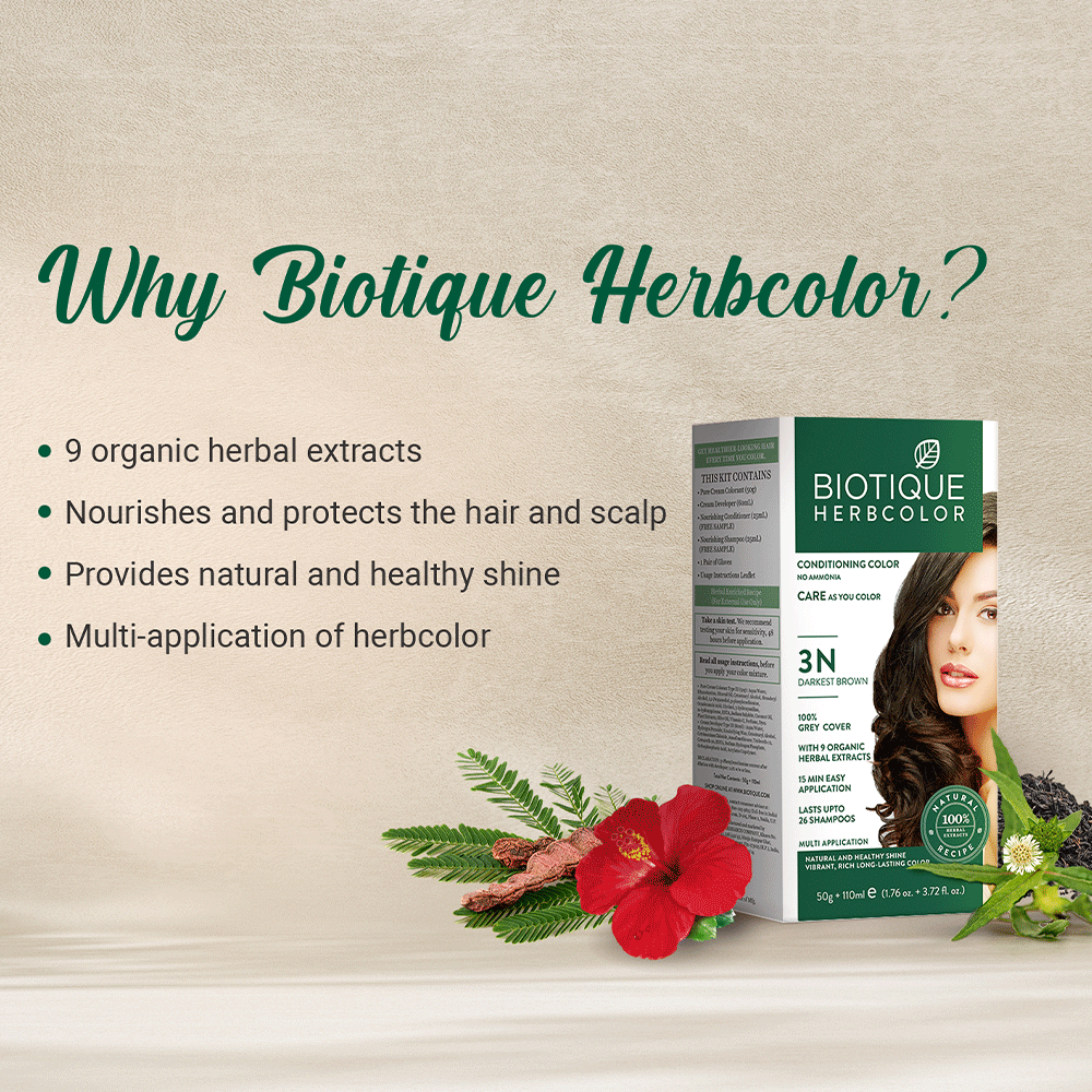 Biotique Herbcolor 1N Natural Black, 60g + 140ml - Image 3 - Buy from Indicrest