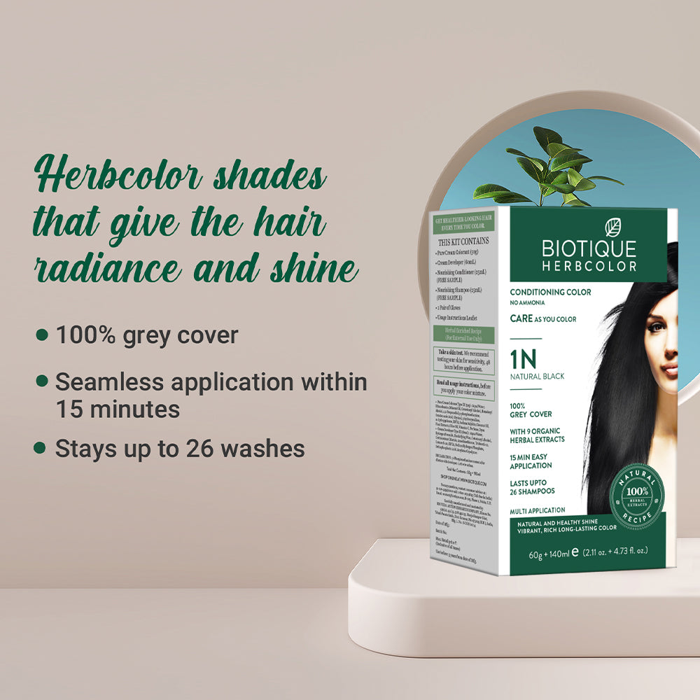 Biotique Herbcolor 1N Natural Black, 60g + 140ml - Image 5 - Buy from Indicrest