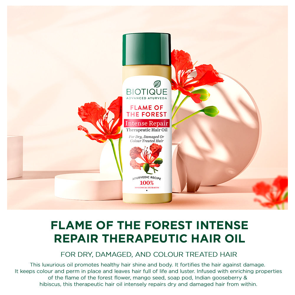 Biotique Flame Of The Forest Intense Repair Therapeutic Hair Oil, 120ml - Image 3 - Buy from Indicrest