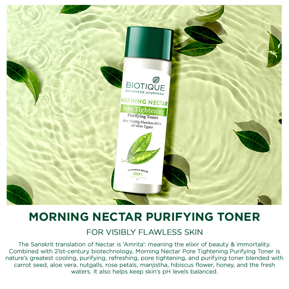 Biotique Morning Nectar Pore Tightening Purifying Toner, 120ml - Image 3 - Buy from Indicrest