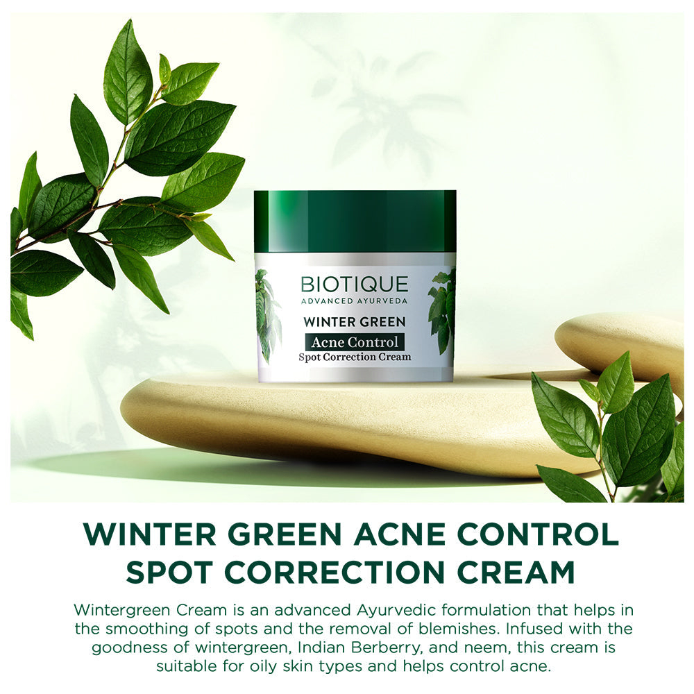 Biotique Winter Green Acne Control Spot Correction Cream, 15g - Image 3 - Buy from Indicrest