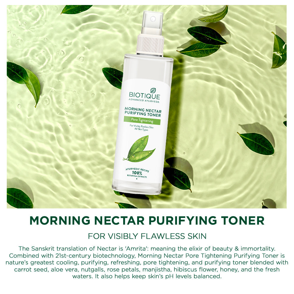 Biotique Morning Nectar Pore Tightening Purifying Toner, 200ml - Image 3 - Buy from Indicrest