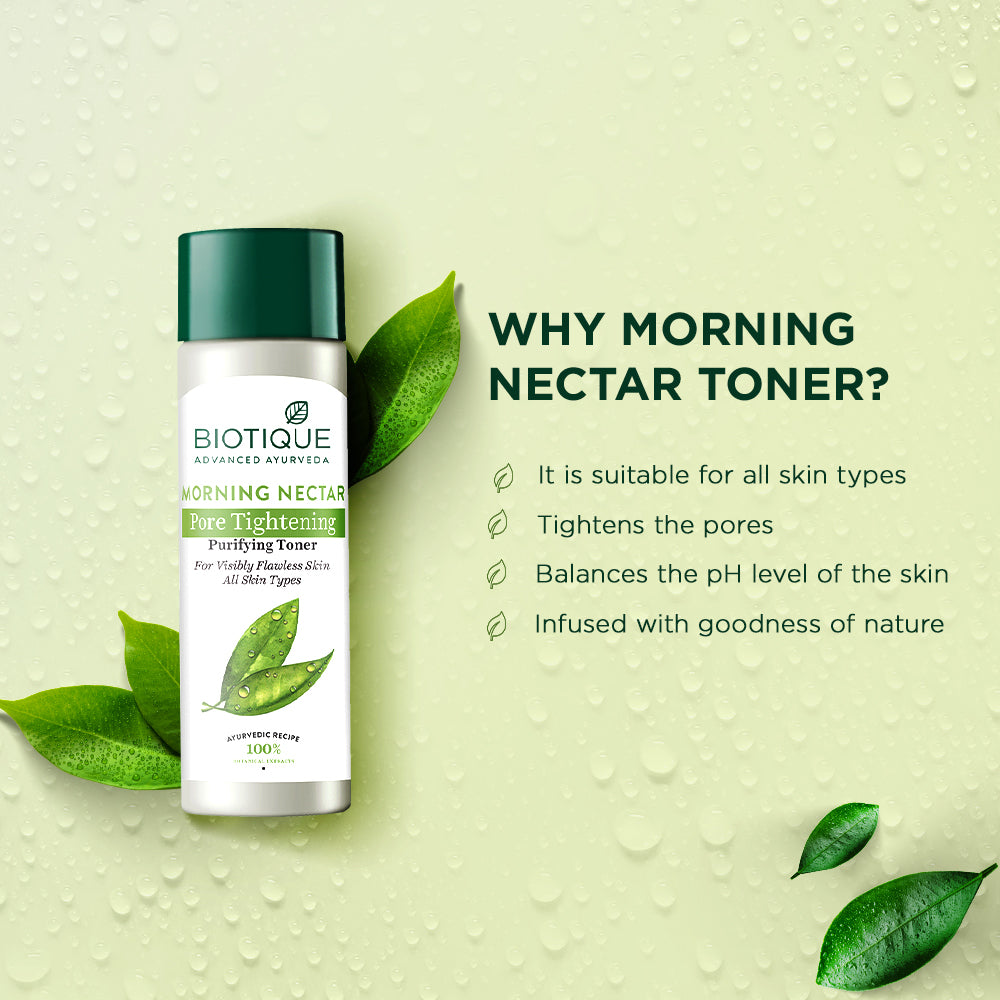 Biotique Morning Nectar Pore Tightening Purifying Toner, 120ml - Image 5 - Buy from Indicrest