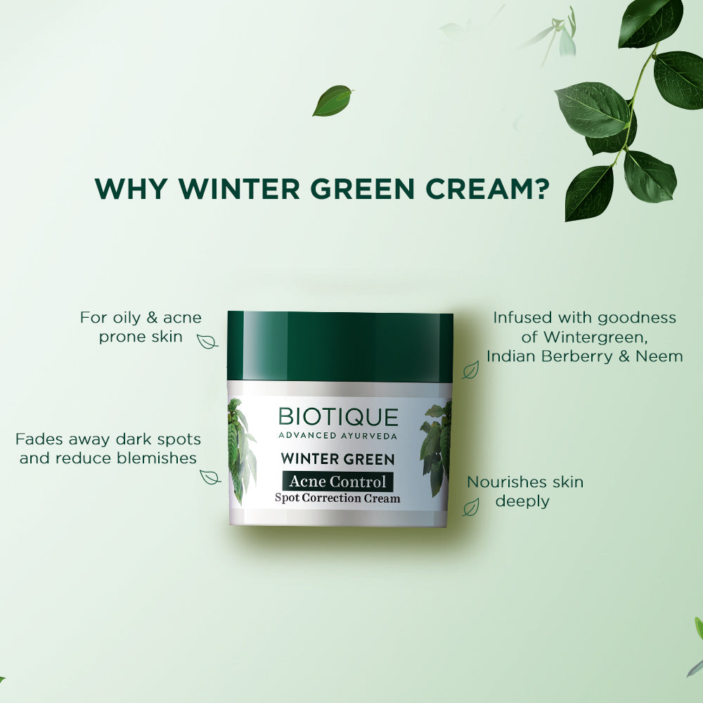 Biotique Winter Green Acne Control Spot Correction Cream, 15g - Image 4 - Buy from Indicrest