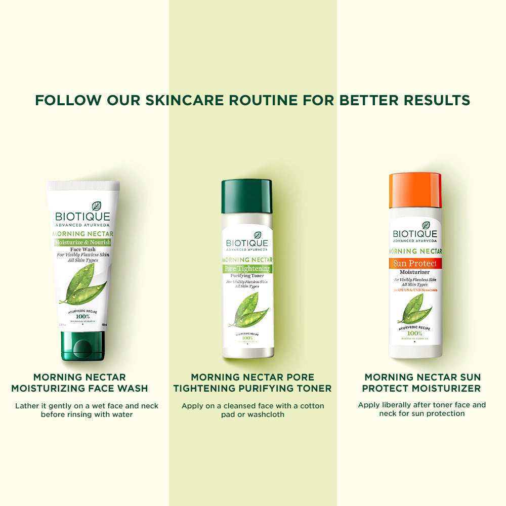 Biotique Morning Nectar Pore Tightening Purifying Toner, 120ml - Image 8 - Buy from Indicrest
